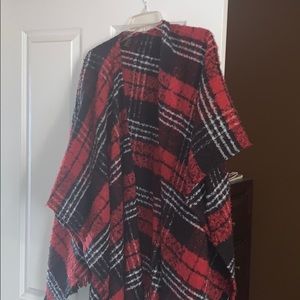 Red Plaid Poncho